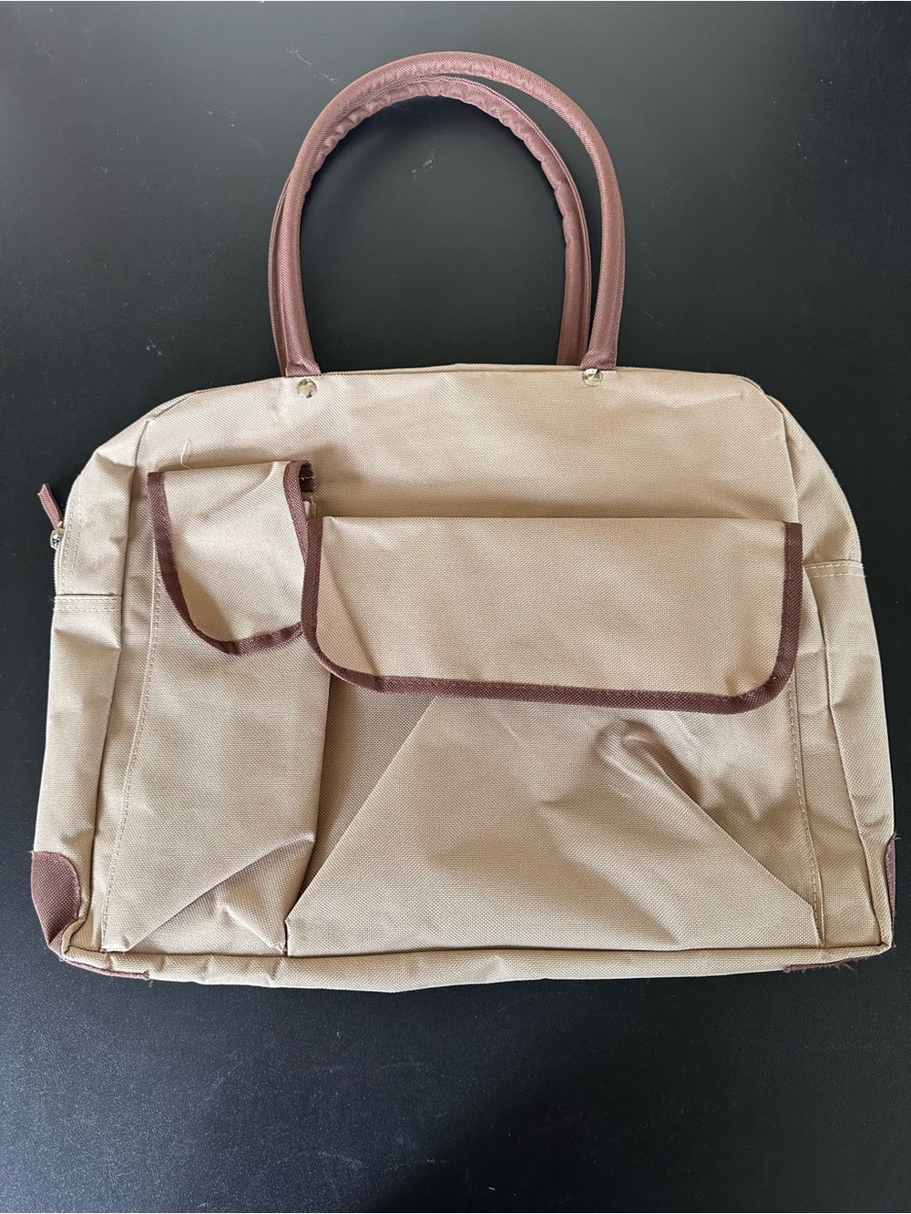 ⭐️ Beige Nylon Tote Travel Book Bag